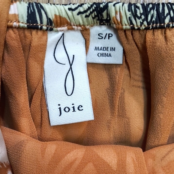 Joie Palm Print Wide Leg Jumpsuit in Orange and Green - Picture 3 of 5